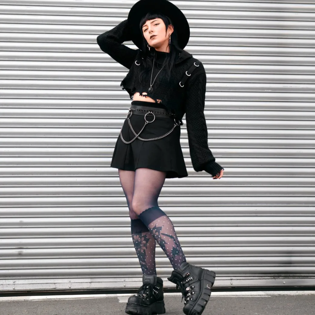 Seoul Chic Faux Sock Tights - Navy