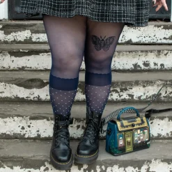 Seoul Chic Faux Sock Tights - Navy