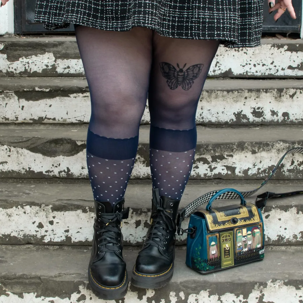 Seoul Chic Faux Sock Tights - Navy