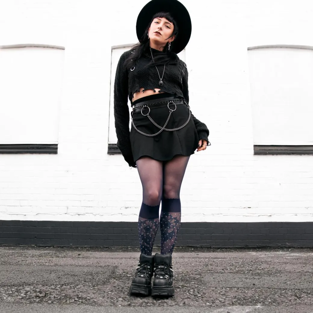 Seoul Chic Faux Sock Tights - Navy