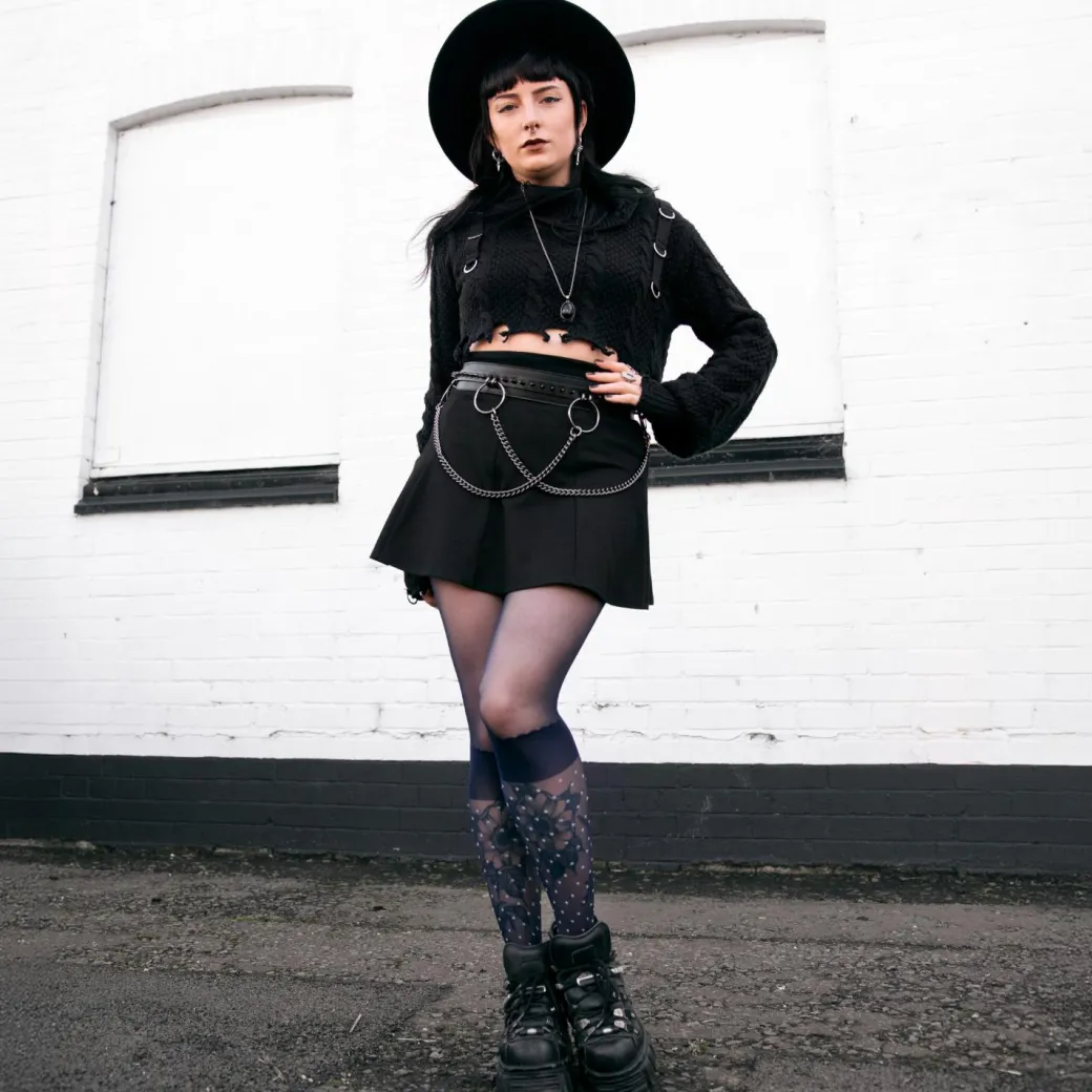 Seoul Chic Faux Sock Tights - Navy