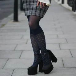 Seoul Chic Faux Sock Tights - Navy