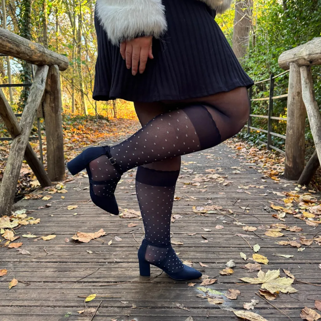 Seoul Chic Faux Sock Tights - Navy