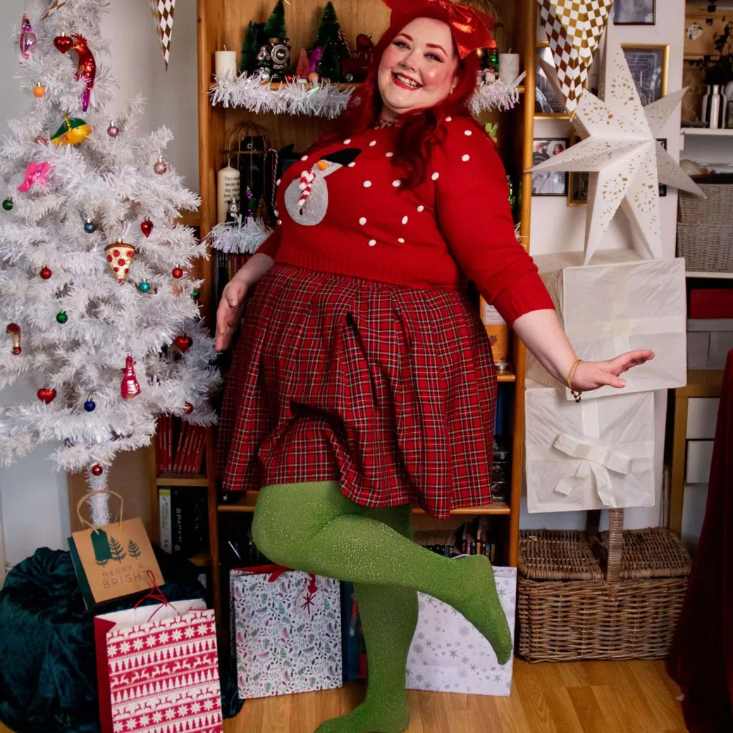 Sheer Lux Sparkle Tights - Peas