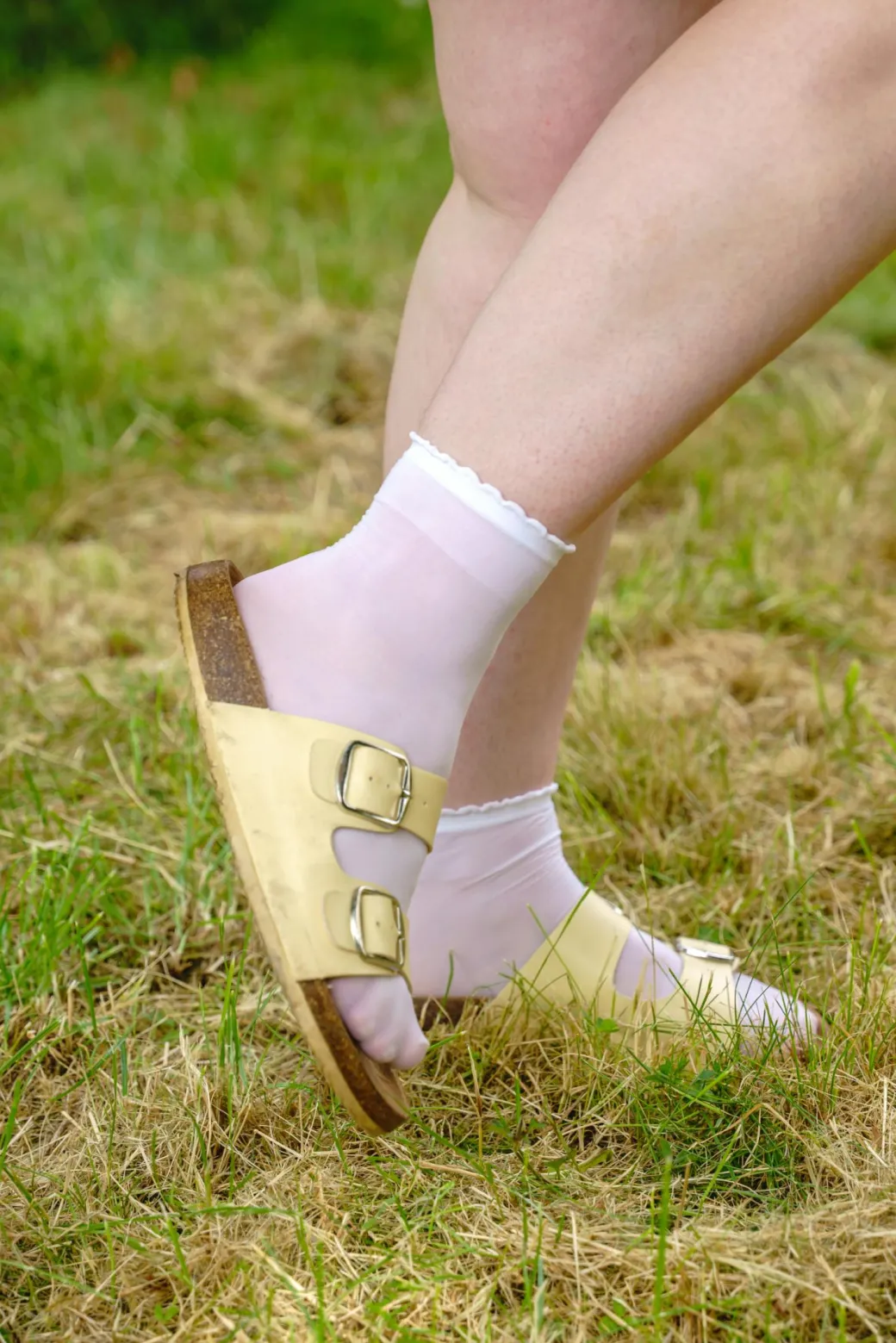 Sheer Nylon Ankle Socks - White