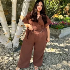 Sonia Cotton Gauze Wrap Top - Brown