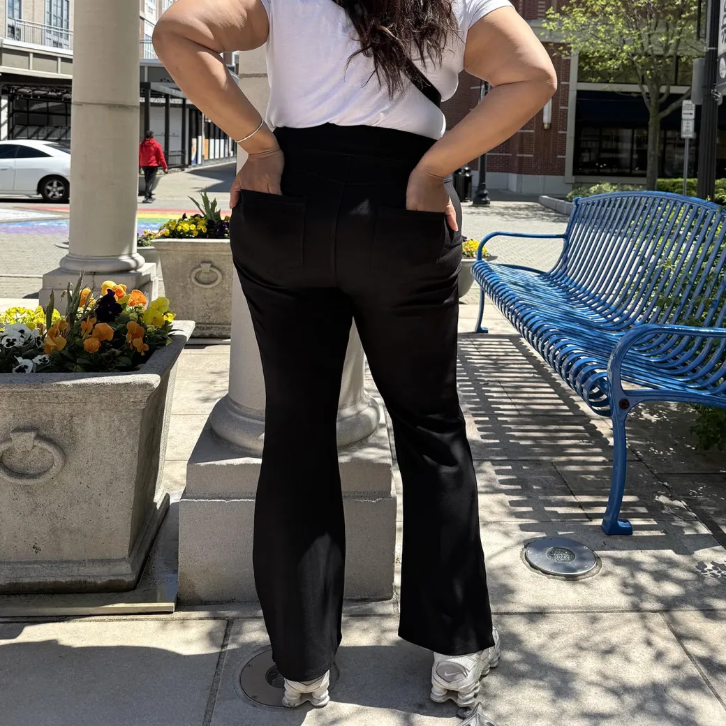 Squat-Proof Kick Flare Leggings - Black