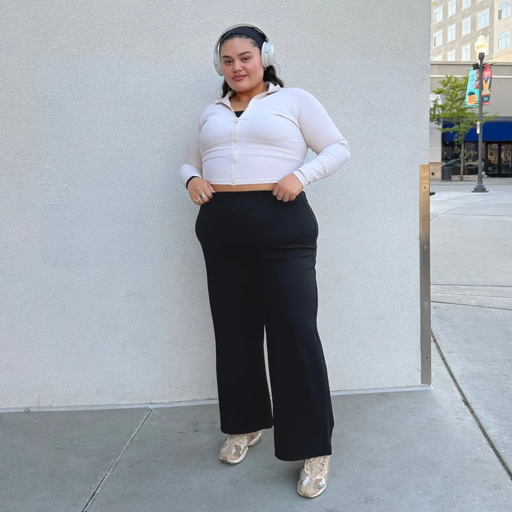 Squat-Proof Wide Leg Leggings - Black