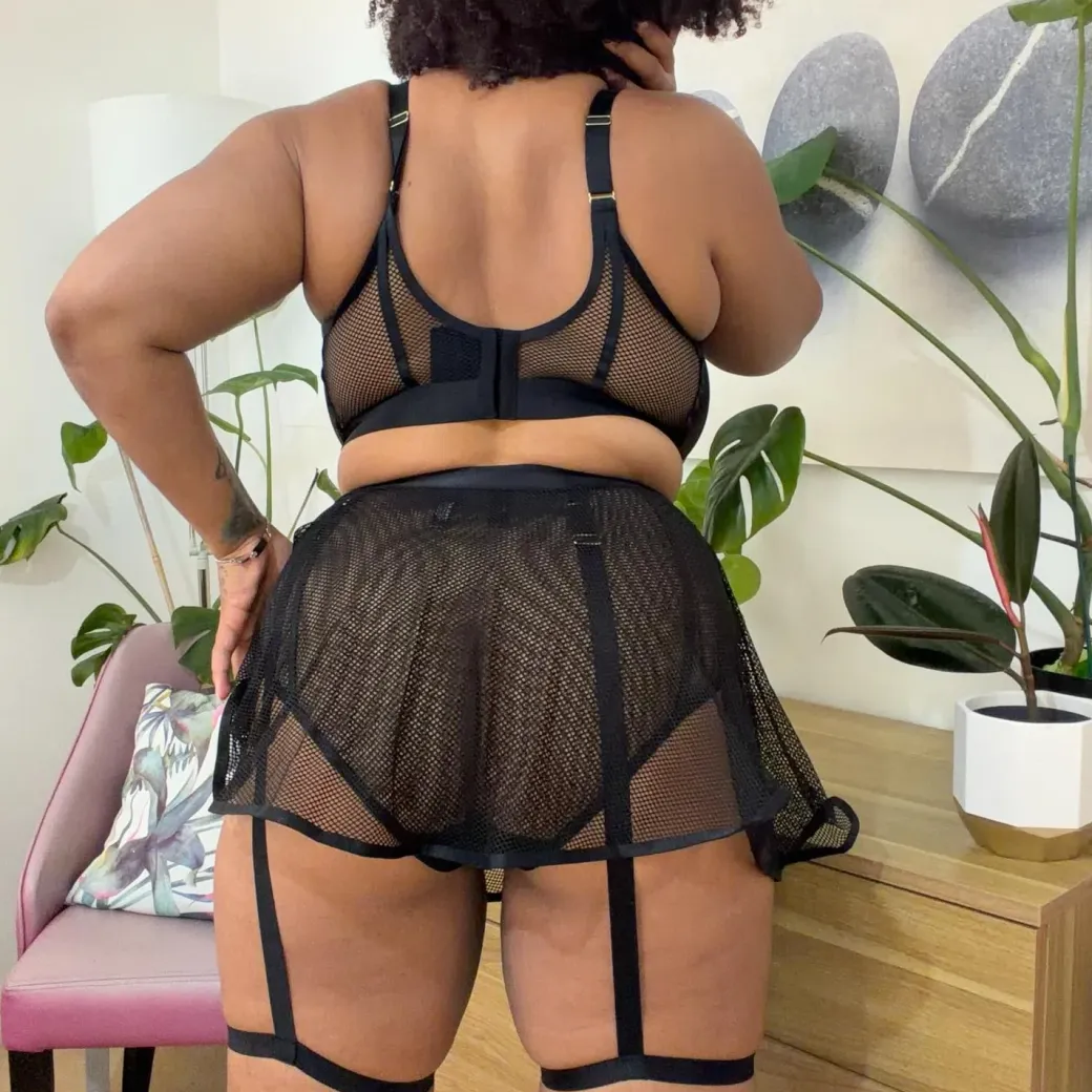 Strapped In Fishnet Skirt