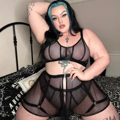Strapped In Fishnet Skirt