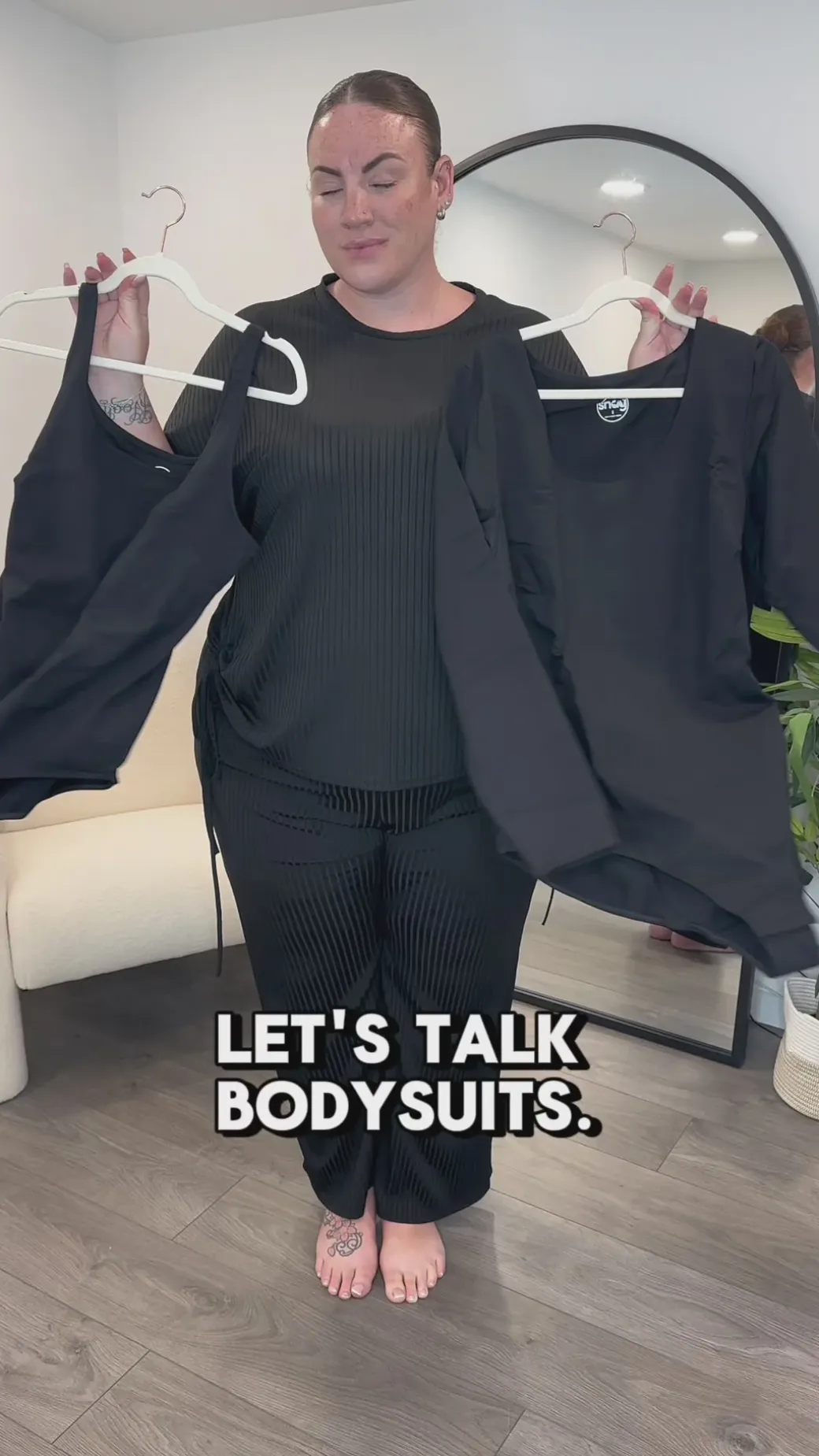 Strappy Cotton Bodysuit - Black