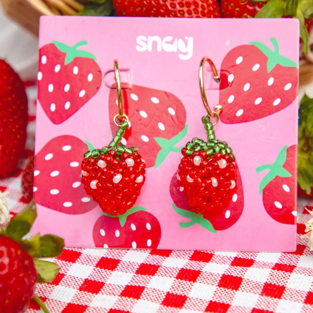 Strawberry Beaded Earrings