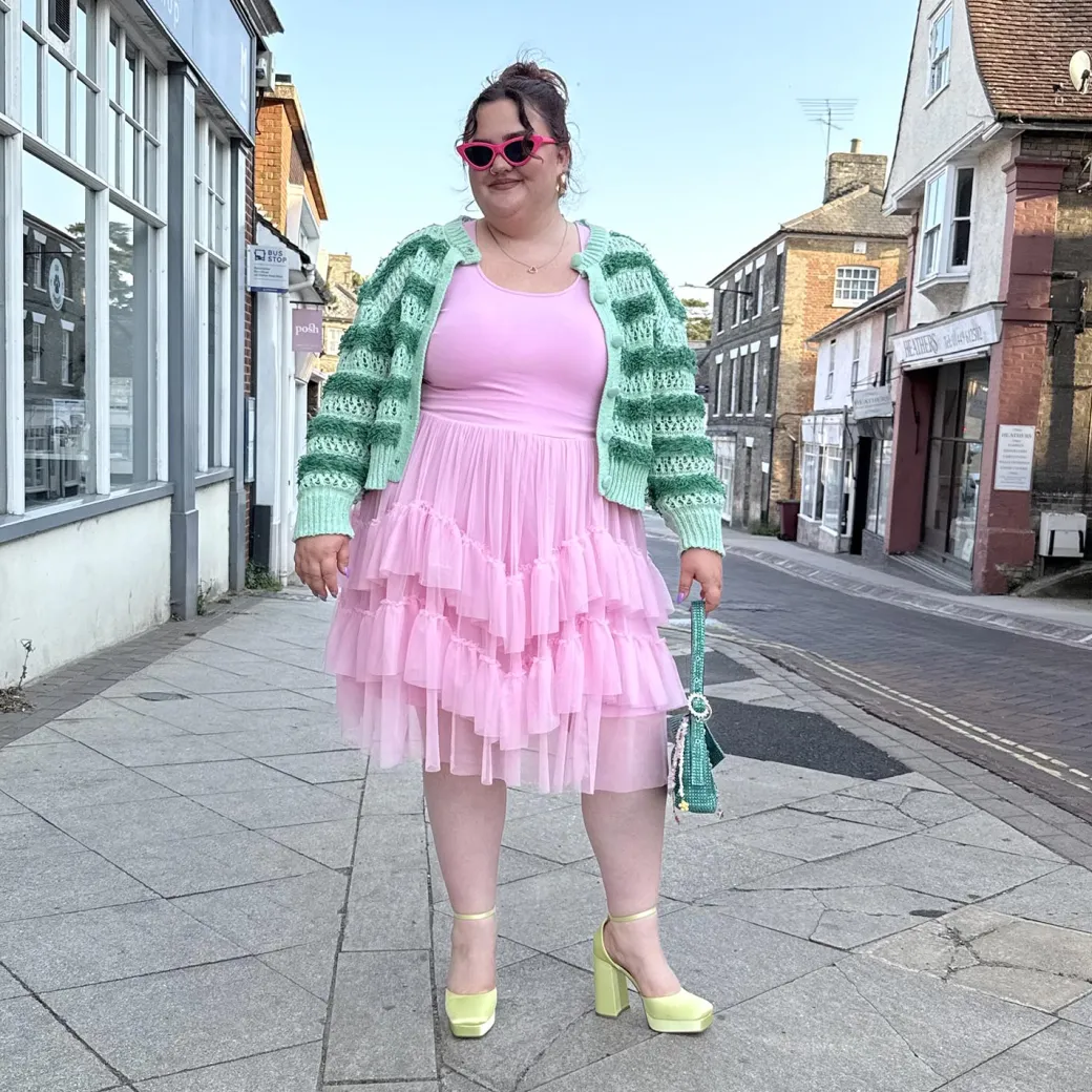 Tee Mesh Dress - Pink Frosting