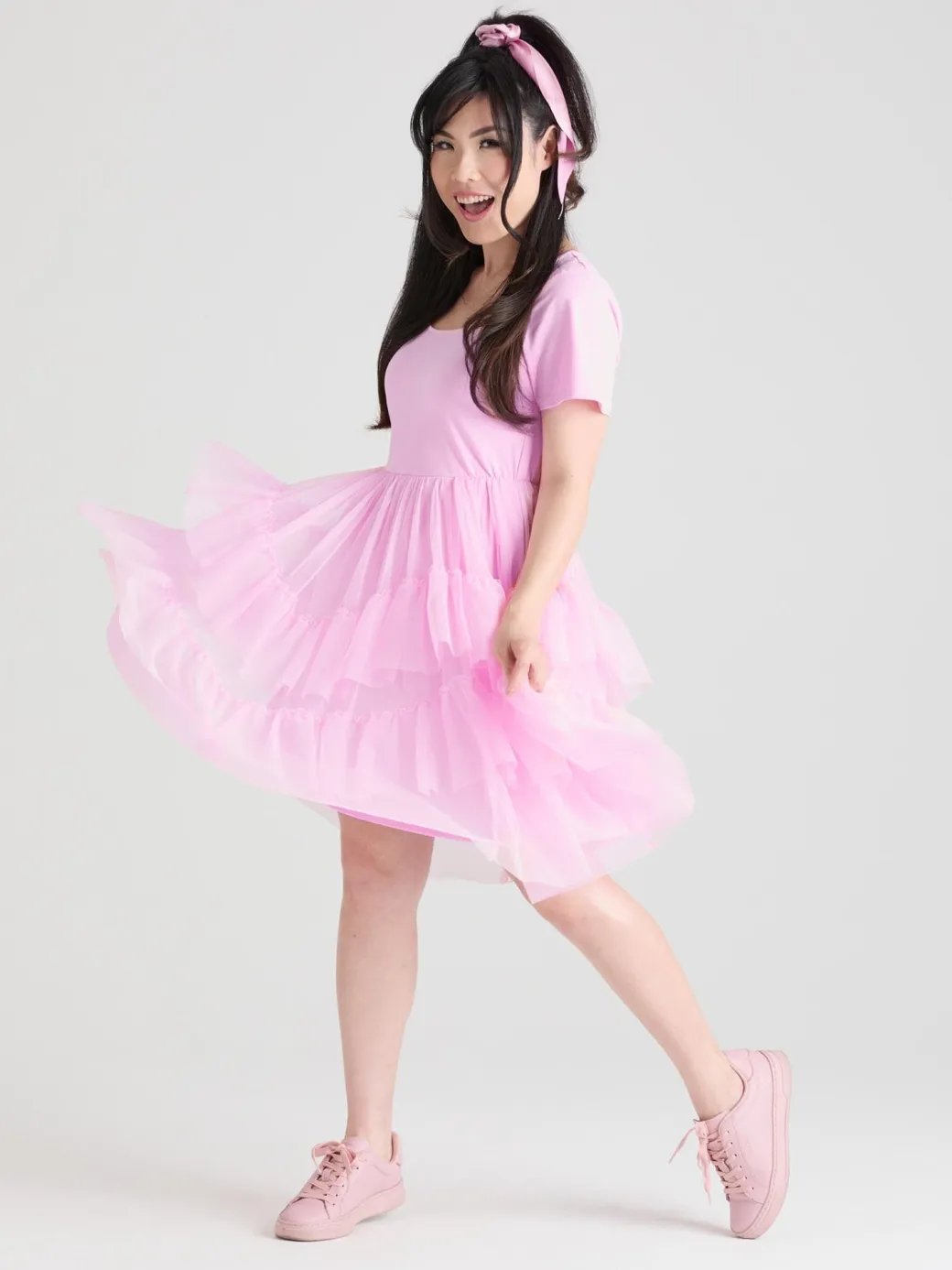 Tee Mesh Dress - Pink Frosting
