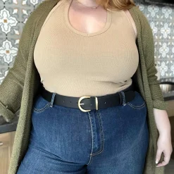 Vegan Leather Waist Belt - Gold