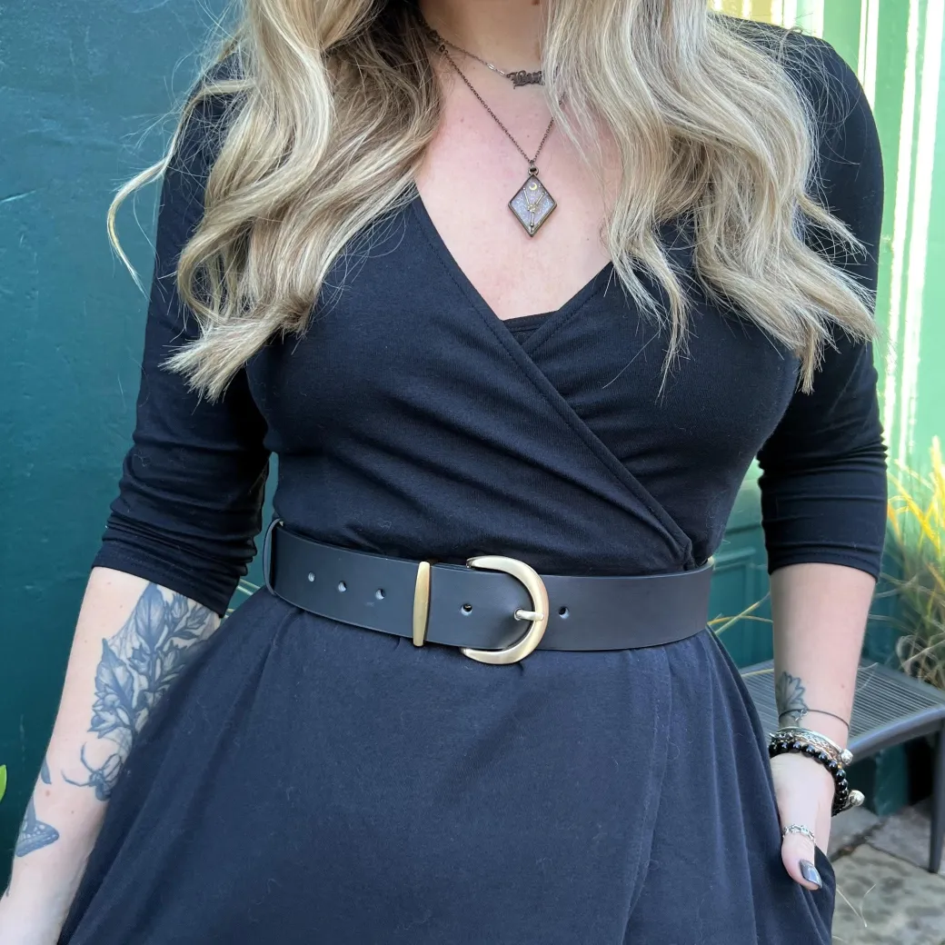 Vegan Leather Waist Belt - Gold