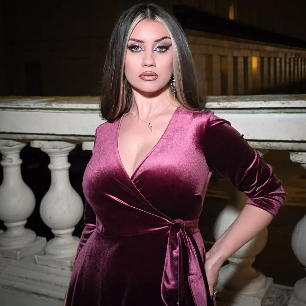 Velvet Wrap Dress - Cherry