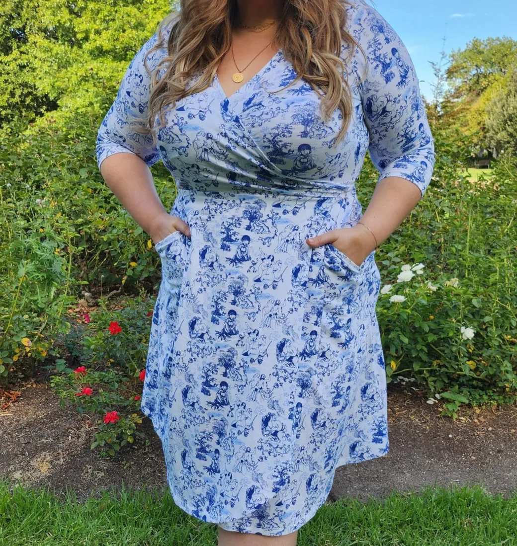 Wrap Dress - Passion au Jardin - L'Amour Bleu