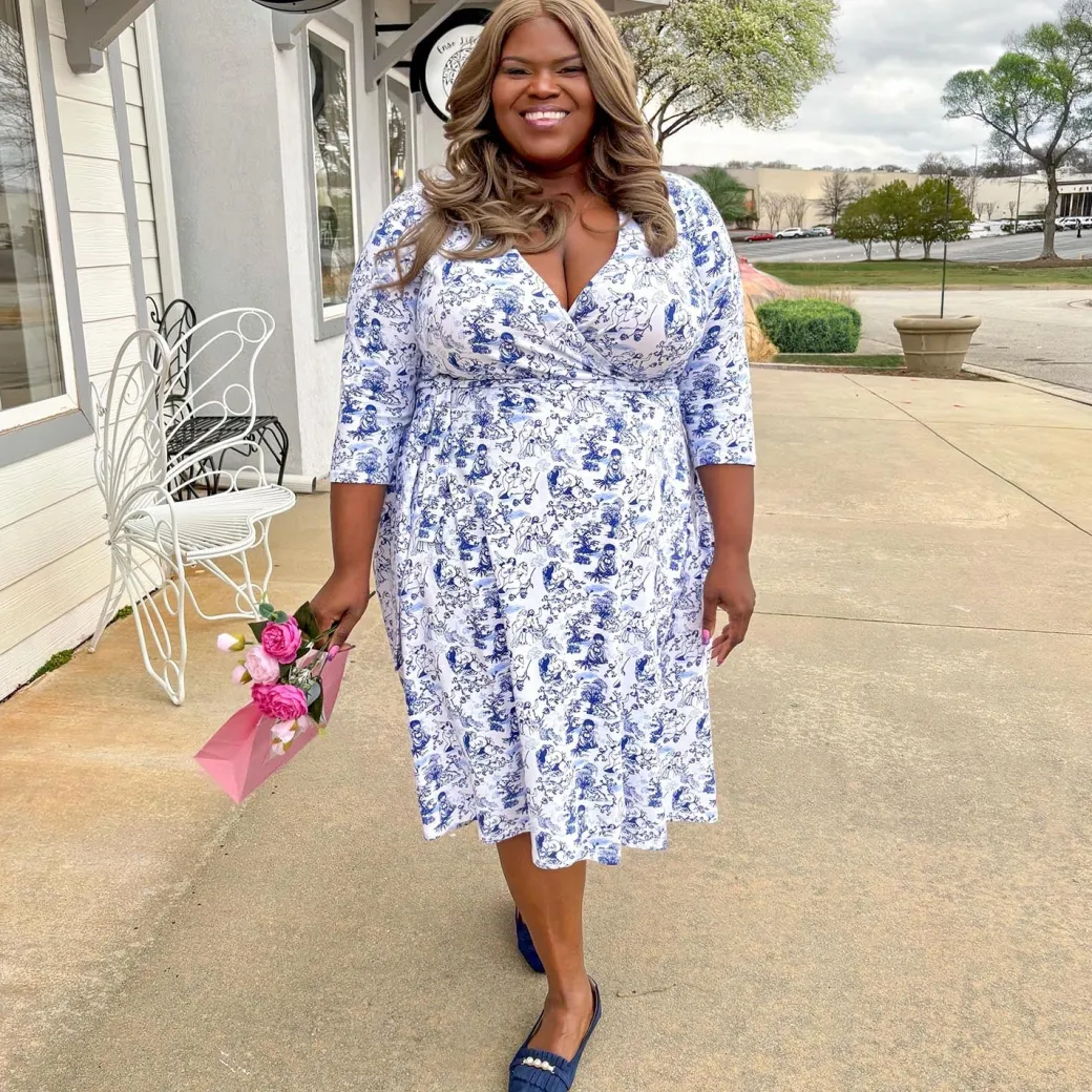 Wrap Dress - Passion au Jardin - L'Amour Bleu